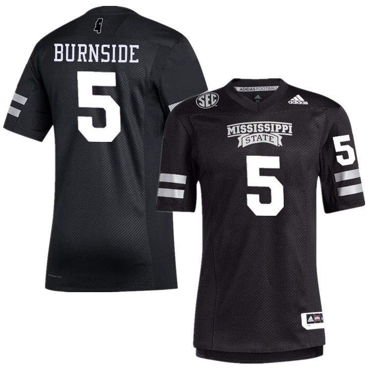 Men #5 Braylon Burnside Mississippi State Bulldogs College Football Jerseys Stitched-Black